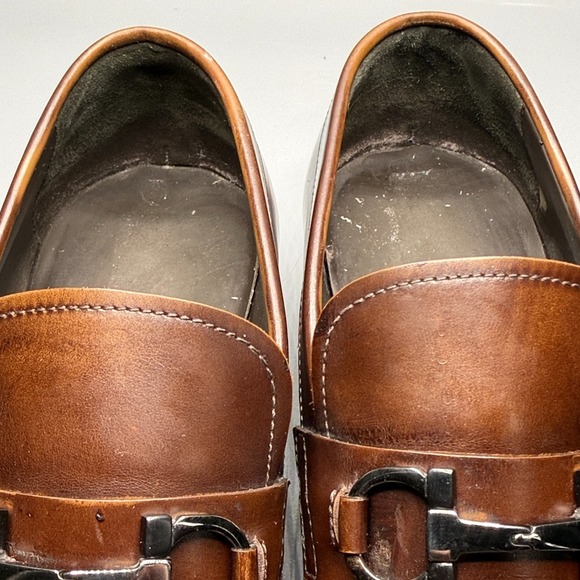 Salvatore Ferragamo Loafers Mens 8.5 D Brown Leather Gancini Bit Shoes 61269 - Picture 10 of 14